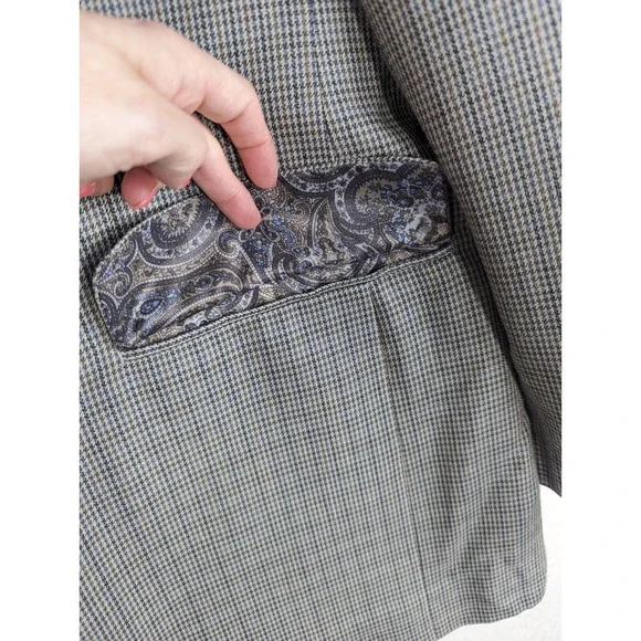 LAUREN Ralph Lauren Men's Houndstooth Sport Coat Silk Wool Jacket Sz 42L Paisley - Picture 5 of 15